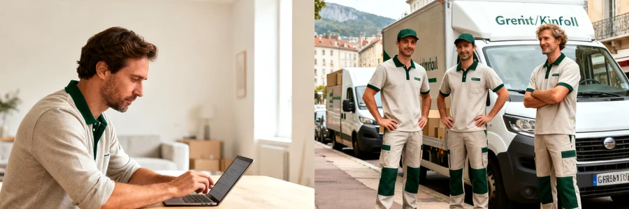 Client sur tablette reçoit plusieurs propositions de pros grenoblois alignés