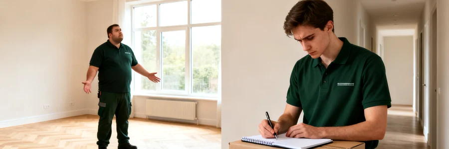 Déménageur évaluant le volume d'un appartement vide avant transport