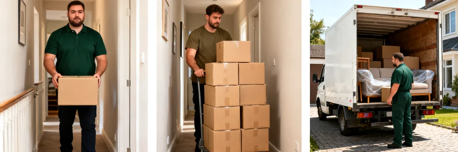 Trois déménageurs pros face à des volumes de mobilier croissants