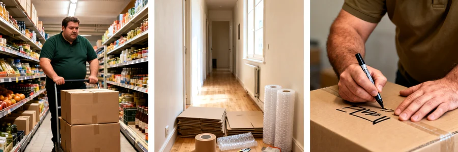 Préparer son matériel d'emballage avant de Déménageur préparant cartons et matériel d'emballage pour déménager soi-même